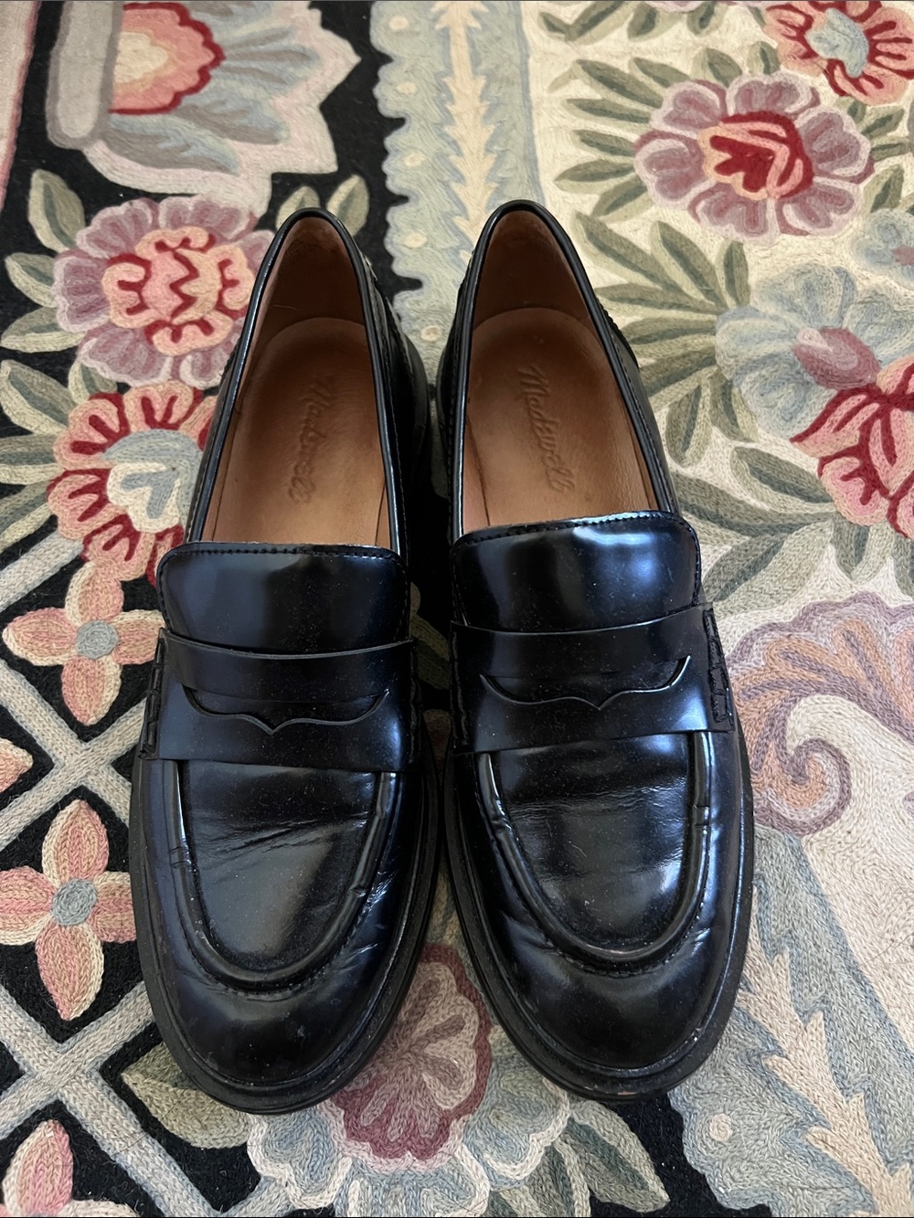 Madewell Black Leather Penny Loafers